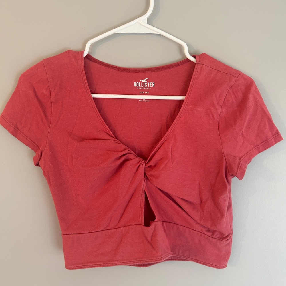 Pink Hollister Slim Tee Crop Top